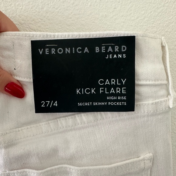 NWT! Veronica Beard- Carly Kick Flare high rise + raw hem in white. Sz 27 - Picture 12 of 14